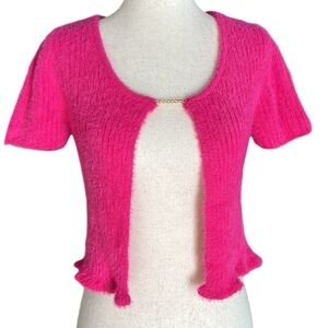 Sincerely Jules Chain Link Fury Open Front Cropped Cardigan